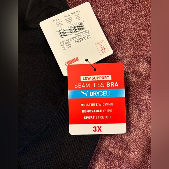 Puma Black Sports Bra with Gray Logo - Picture 5 of 7